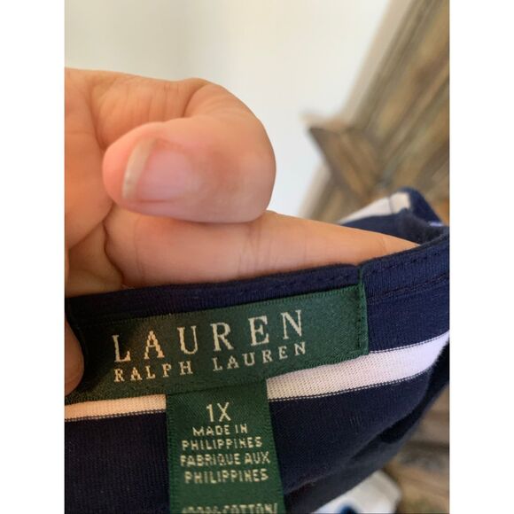 RALPH LAUREN Multicolor Striped V-Neck 3/4 Sleeve Tunic - Picture 3 of 7